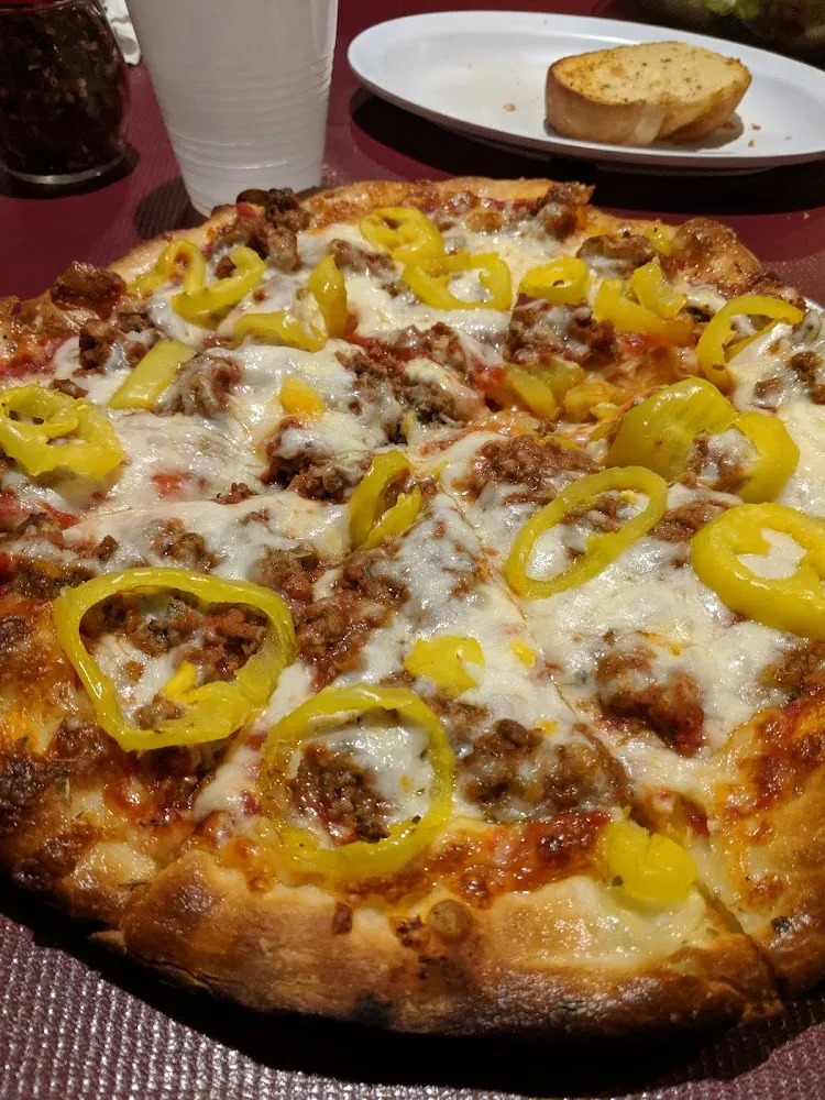 Pizza with Meatballs and Banana Peppers